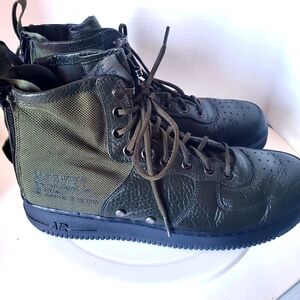 Nike SF AF-1 Army Green Leather & Nylon Sequoia Hitop Sneakets Size 10.5